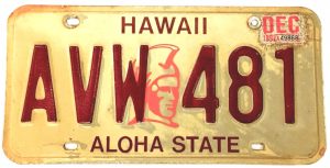 ハワイのナンバープレート